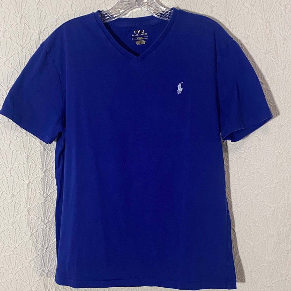Polo by Ralph Lauren Men's Royal Blue V-Neck Tee size Med Signature Polo Player